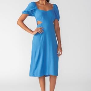 Sanctuary side cutout tie back midi dress blue - 0